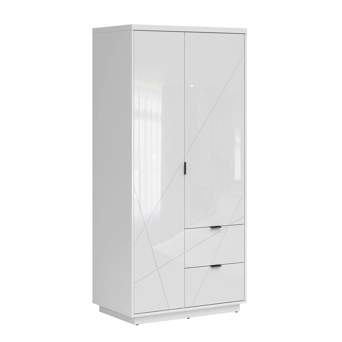 SCHRANK 2 Türen Sven Weiß - Weiß Hochglanz, Holzwerkstoff (94/201/57cm) - Petits-meubles