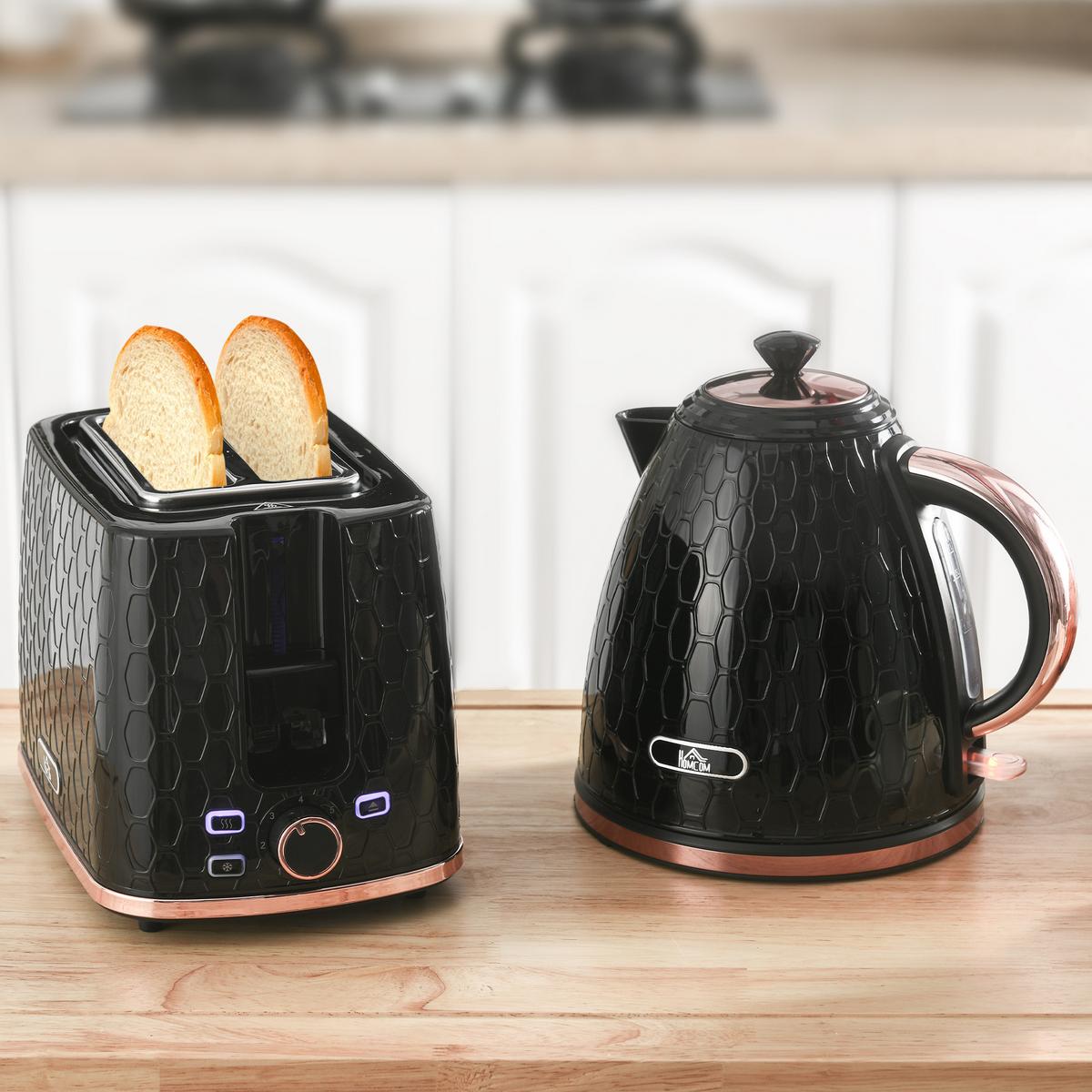 KOCHER-TOASTER-SET 2er Set Kunststoff Stahl Schwarz - Schwarz, Kunststoff (19.5/23.4/24.2cm) - HOMCOM