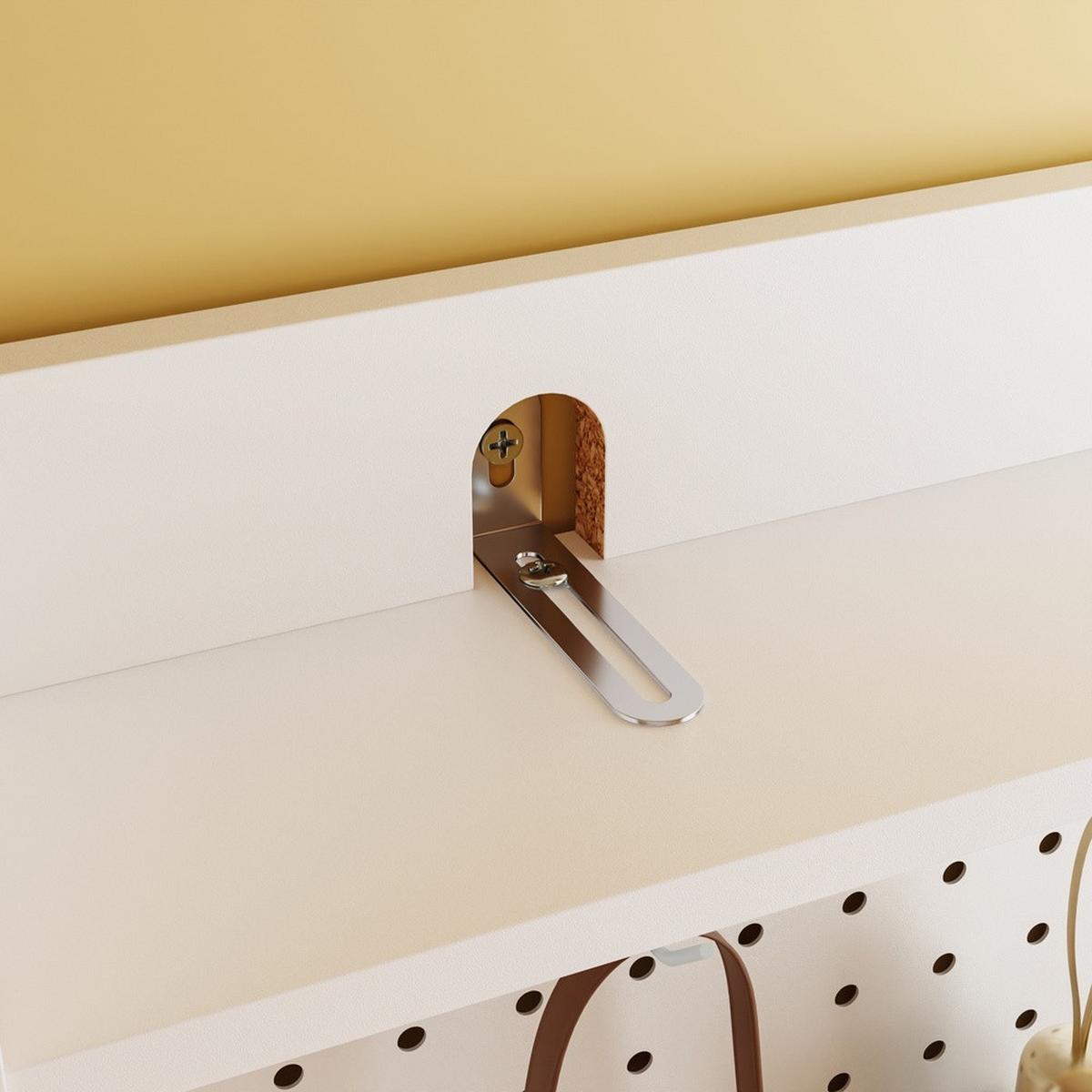 SCHUHSCHRANK mit Spiegel und Pegboard FSR233-W - Silberfarben/Weiß, Holzwerkstoff/Kunststoff (83/197/14cm) - SoBuy