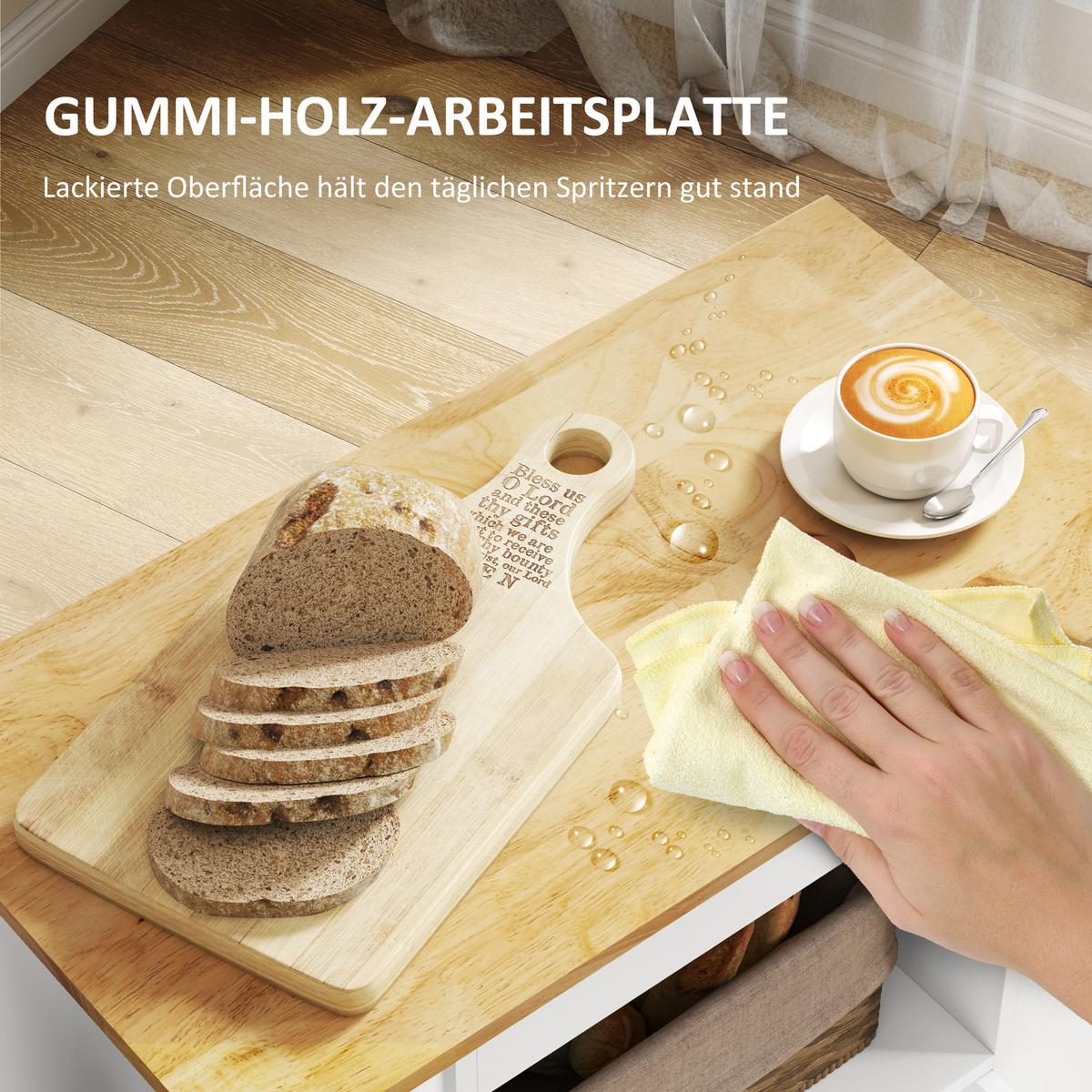 KÜCHENWAGEN Servierwagen mit Schrank, Arbeitsplatte, Ablagen, Weinregalen, Eiche - Eichefarben/Schwarz, Holz/Holzwerkstoff (40/83/83cm) - HOMCOM