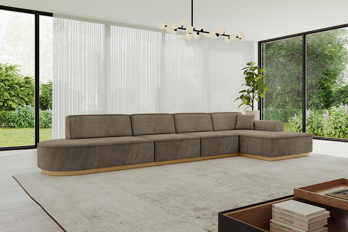 ECKSOFA Ottomane Rechts IREA-L3-v2 - 413x171x83 cm Braun - Braun, Holzwerkstoff/Textil (171/413cm) - ALTDECOR