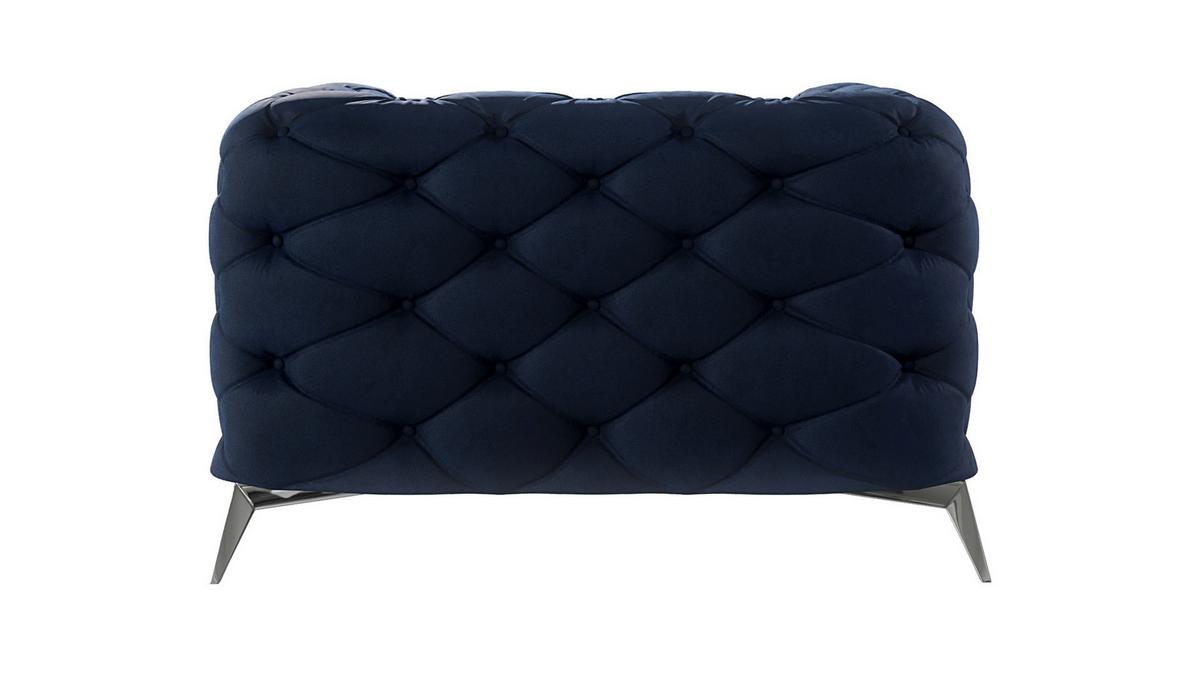 CHESTERFIELD-SESSEL Laura Marineblau Samt - Silberfarben/Dunkelblau, Holz/Textil (125/75/100cm) - S-Style Möbel