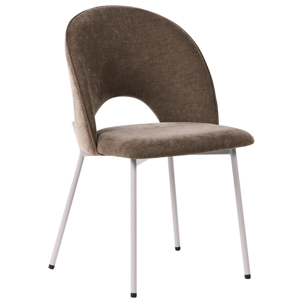 ESSZIMMERSTUHL 2er Set Chenillegewebe Hellbraun Covelo - Hellbraun/Beige, Textil/Metall (46/83/53cm) - Beliani