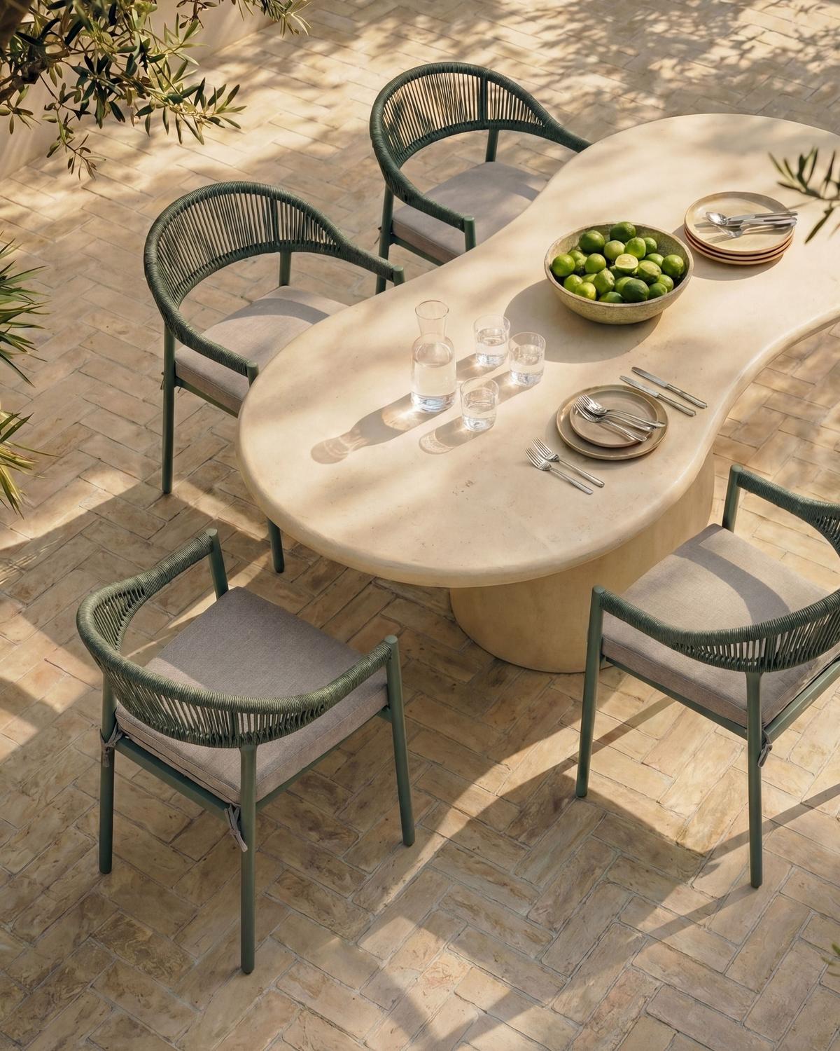 STUHL 4er-Set und Sitzkissen Metall Grün Ormea - Taupe, Metall (56/80/54cm) - Beliani
