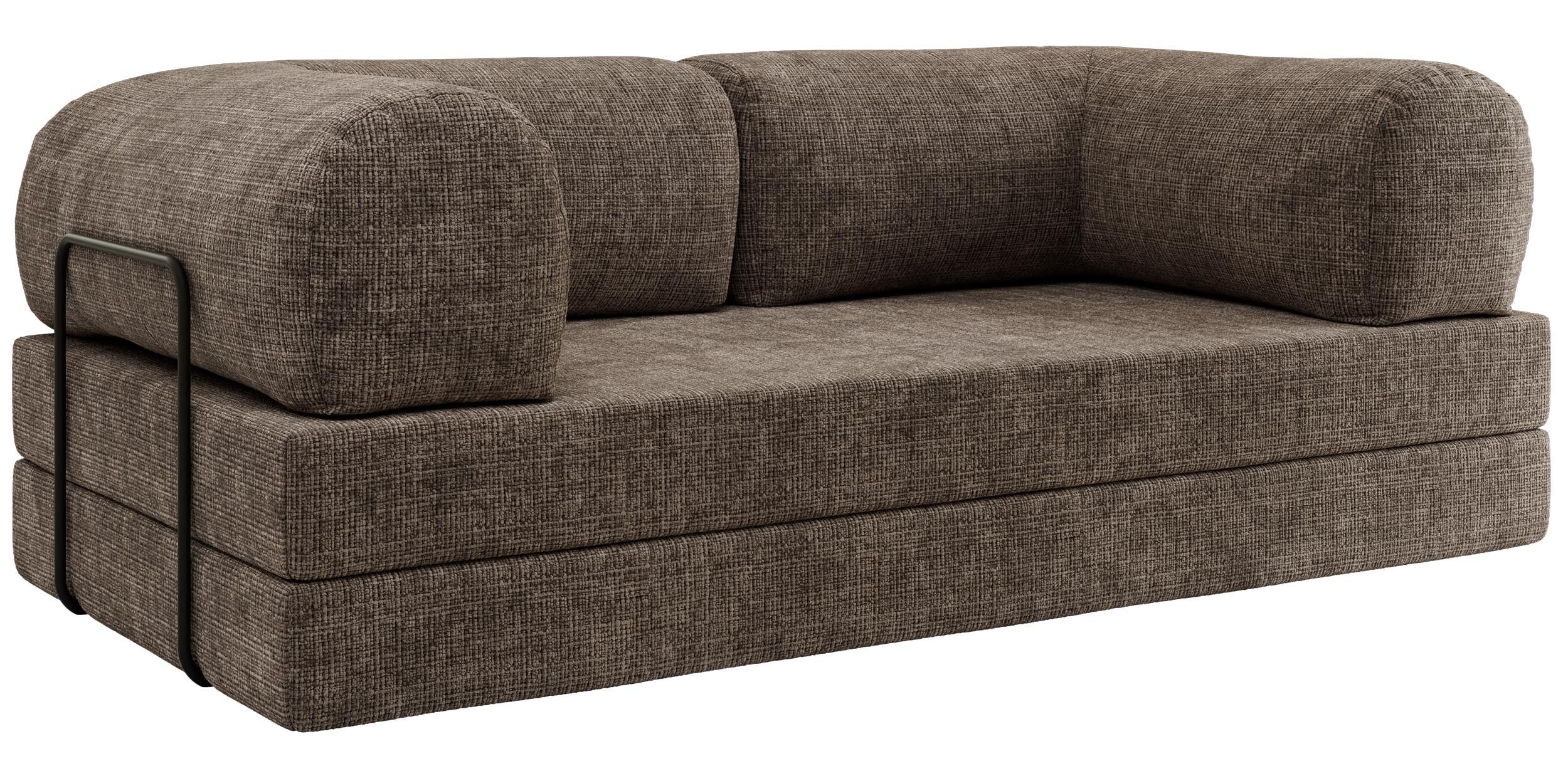 3-SITZER SOFA ORSETTO - Braun Schenille grob gewebt - Schwarz/Braun, Textil/Metall (200/70/100cm) - MKS