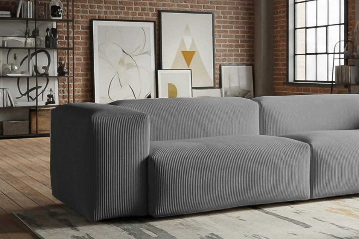 SOFA CELESTE Grau Cord - Schwarz/Grau, Kunststoff/Textil (302/72/114cm) - KAWOLA