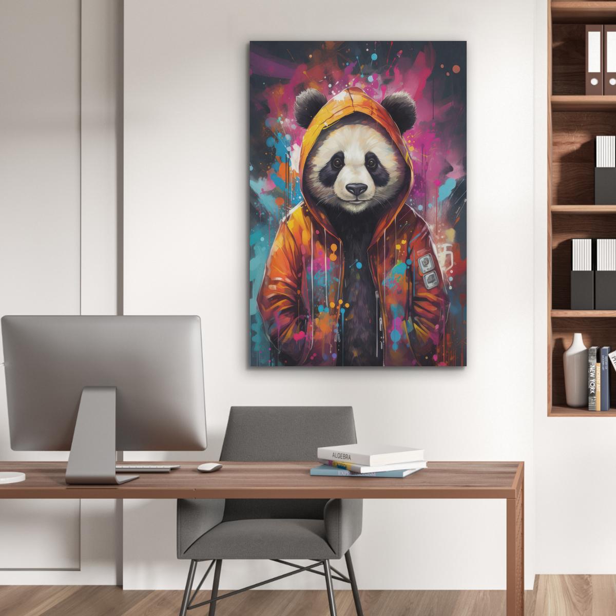 AKUSTIKBILD Panda - Jacke - Graffiti - Orange Wanddeko 70x100 cm - Orange, Kunststoff (70/100/0.9cm) - MuchoWow