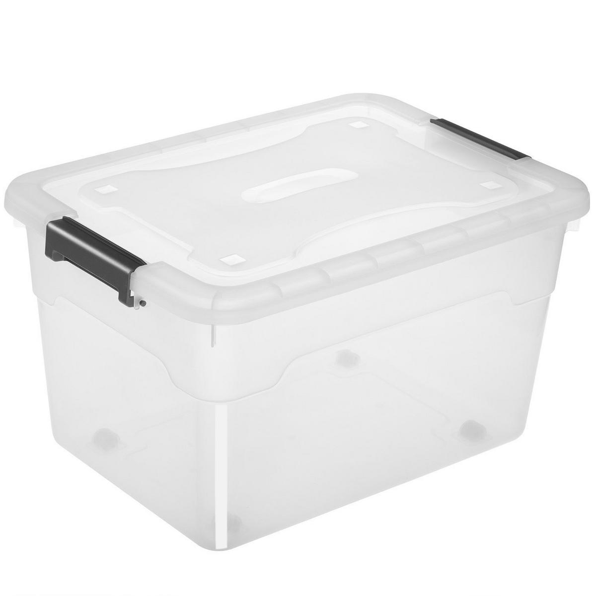 AUFBEWAHRUNGSBOX mit Deckel 60L semitransparent (4er-Set) - Weiß, Kunststoff (43/34/58cm) - Juskys