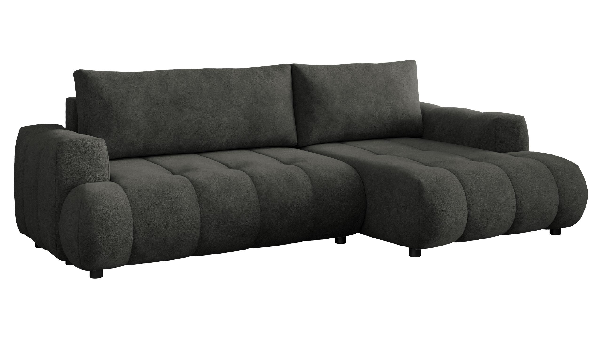 ECKSOFA Haiti, Seite: Rechts 2R+LC - Anthrazit/Schwarz, Holz/Textil (276/156cm) - MIRJAN24