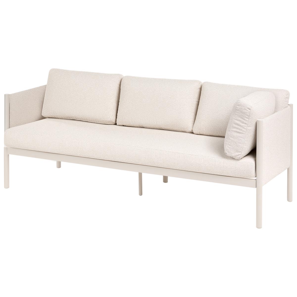 GARTEN Ecksofa mit Tisch 5-Sitzer Metall Hellbeige rechtsseitig Tonara - Beige, Metall - Beliani