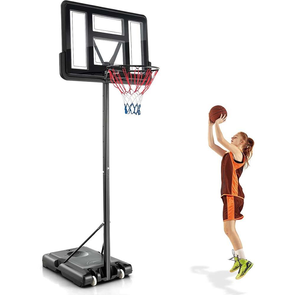 TRAGBARER BASKETBALLKORB Schwarz - Schwarz, Metall (88/58cm) - COSTWAY