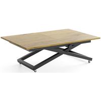 COUCHTISCH Axen höhenverstellbar ausziehbar, Eiche Braun 120-160/80/38-75 cm - Eichefarben/Schwarz, Holzwerkstoff/Metall (80/160/75cm) - WFL GROUP