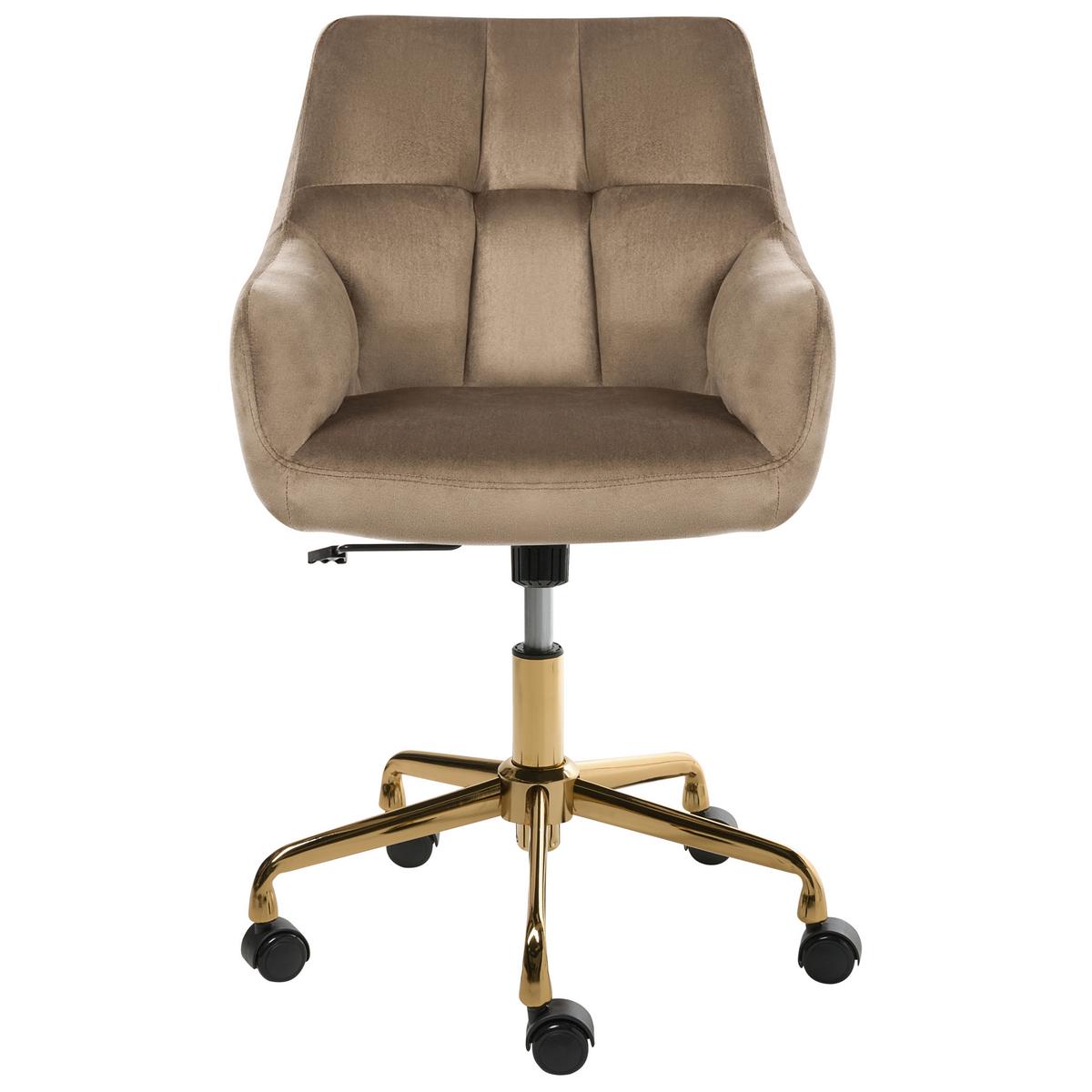 SCHREIBTISCHSTUHL Samtstoff Taupe Palmdale - Taupe, Textil (58/87/61cm) - Beliani