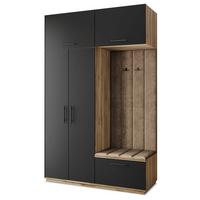 GARDEROBENSCHRANK REMA 150/240/60 cm Modern Garderobe-Set Eiche Wotan - Eiche Wotan/Schwarz, Holzwerkstoff (150/240/60cm) - MASSENO