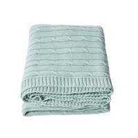 STRICKDECKE 150/200 cm, Baumwolle mit Zopfmuster - Pastellblau, Textil (150/200cm) - Homescapes