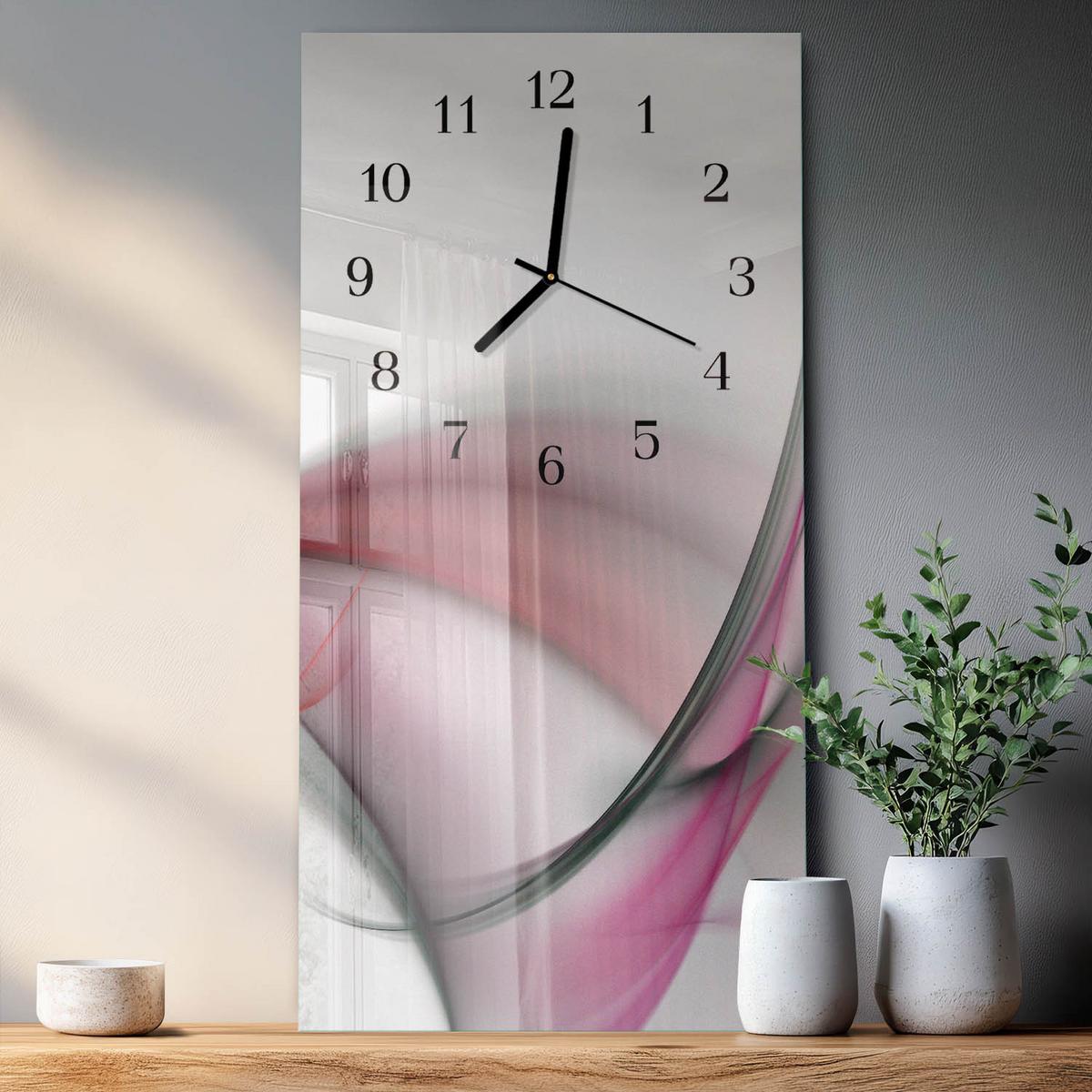 WANDUHR aus Glas 30x60 cm - Abstrakte Kunst - Rot, Glas (30/60/0.4cm) - TULUP