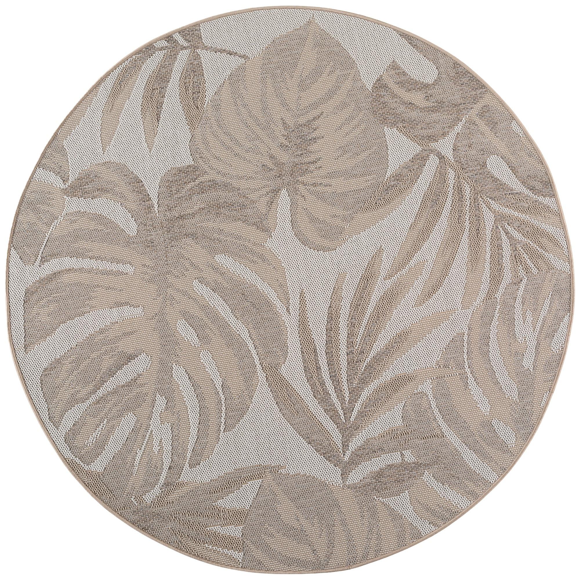 TEPPICH Outdoor VENTOUX in Beige, mit Tropen-Motiv, Ø 120 cm - Beige, Textil (120/120cm) - KADIMA DESIGN