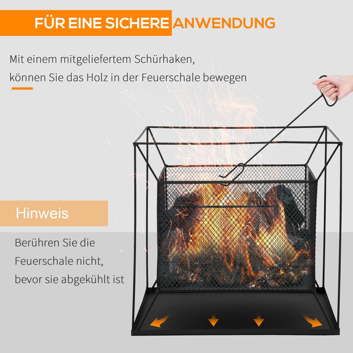 FEUERSCHALE, Metall, Schwarz - Schwarz, Metall (45/43/45cm) - Outsunny