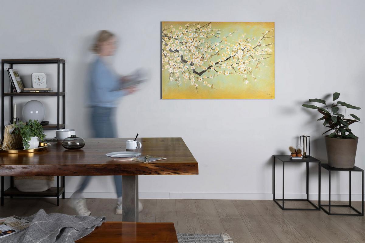 ÖLGEMÄLDE 120/80 cm - Gelb/Weiß, Holz/Textil (120/80cm) - KUNSTLOFT