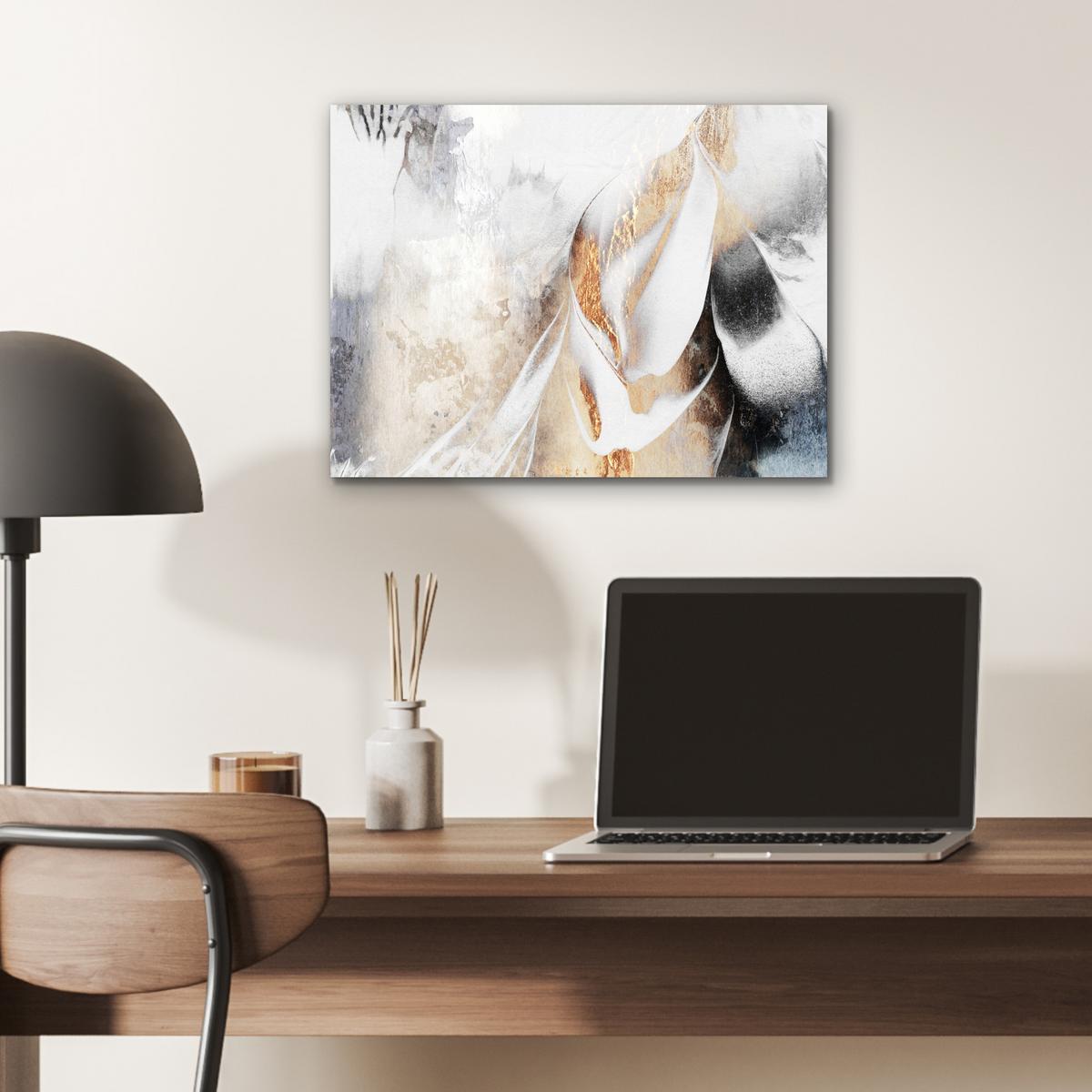 METALLBILD Luxus - Abstrakt - Gold - Weiß 40x30 cm - Goldfarben, Metall (40/30cm) - MuchoWow