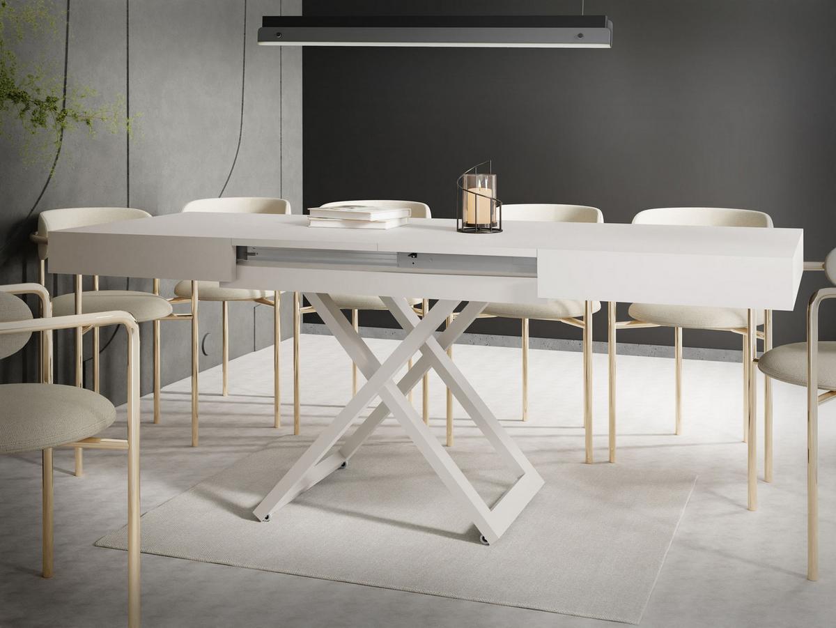 COUCHTISCH Cavetta U höhenverstellbar ausziehbar, Kaschmir Beige 120-200/80/27-76 cm - Kaschmir/Beige, Holzwerkstoff/Metall (80/120/76cm) - WFL GROUP