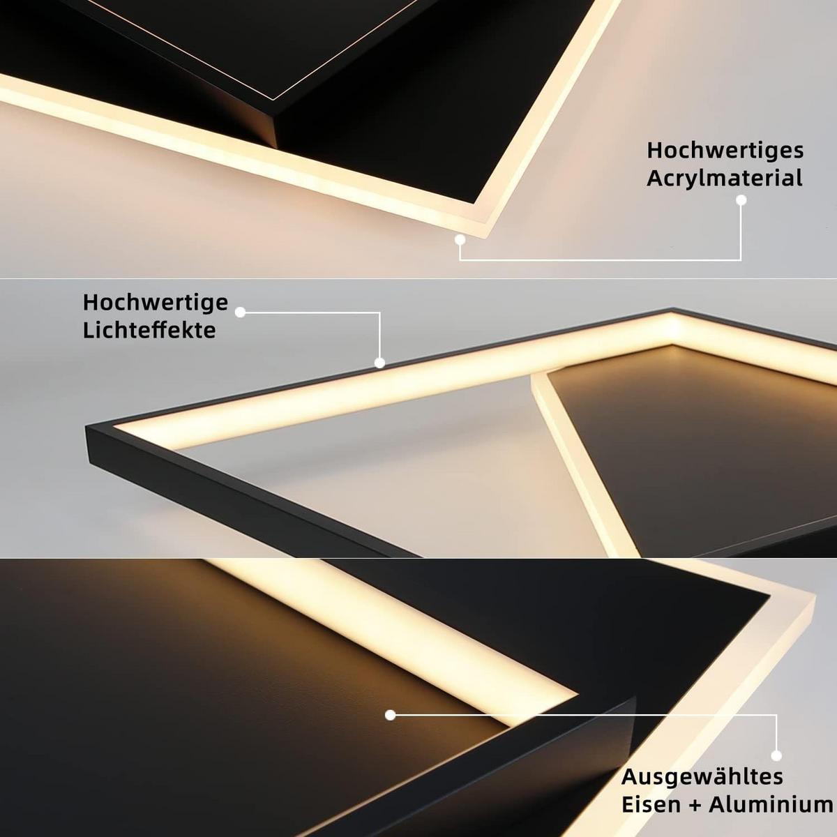 LED-DECKENLEUCHTE Alexander 48/48/6 cm - Schwarz, Metall (48/48/6cm) - Nettlife