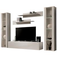 WOHNWAND Kaschmir 5-teilig 260 cm, Schrankwand hängend mit LED und Push-to-Open - Kaschmir, Glas/Holzwerkstoff (260/170/40cm) - Inn.Furn