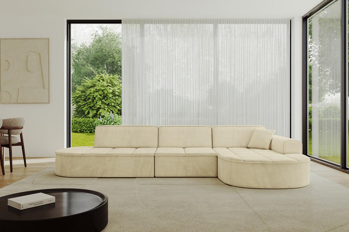 ECKSOFA Ottomane Rechts TARO-L2 - 328x171x79,5 cm Beige - Beige, Holzwerkstoff/Textil (328/171cm) - ALTDECOR
