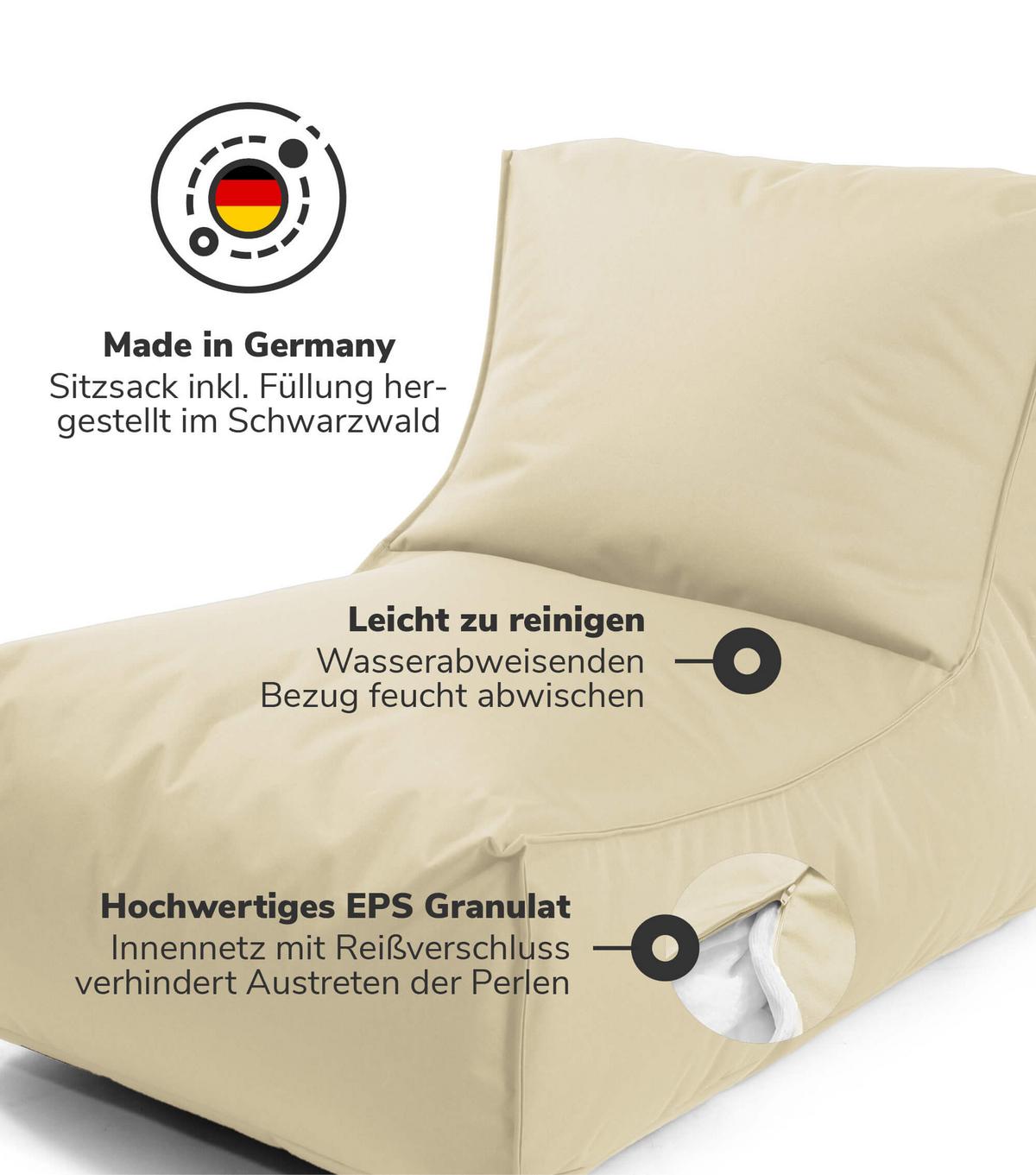 OUTDOOR SITZSACK mit Schutzhülle Der Sundowner - Beige, Textil (60/65/95cm) - Mokebo