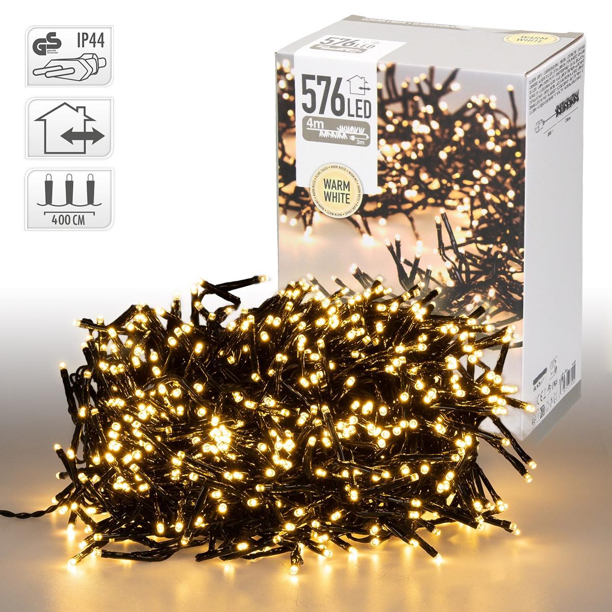 LED CLUSTER LICHTERKETTE 4m 576 LED Warmweiß Wetterfest Innen/Außen - Grün, Kunststoff (700cm) - ECD-Germany