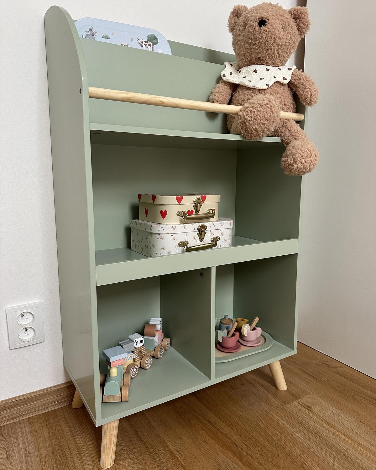 BÜCHERREGAL mit 3 Ebenen 102 cm Hellgrün Liloet - Hellgrün/Braun, Holzwerkstoff (60/102/30cm) - Beliani