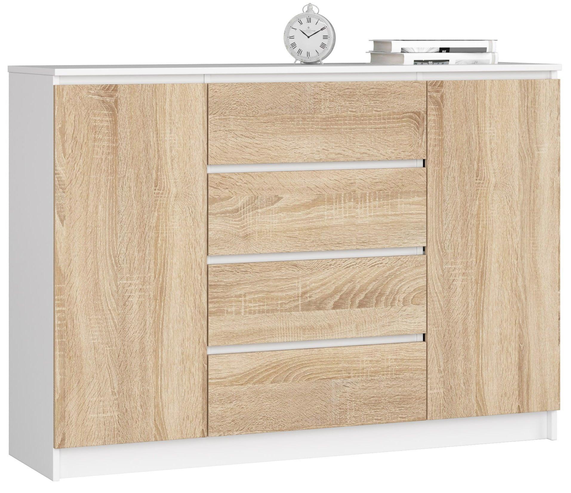 KOMMODE Weiß, Eiche Sonoma 99/138/40 - Weiß, Holzwerkstoff (138/99/40cm) - RAUMHIRSCH FURNITURE