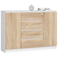 KOMMODE Weiß, Eiche Sonoma 99/138/40 - Weiß, Holzwerkstoff (138/99/40cm) - RAUMHIRSCH FURNITURE