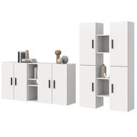 WOHNWAND weiß 259 x 184 cm, Wohnkombination hängend / stehend - Schwarz/Weiß, Holzwerkstoff/Kunststoff (259/151/34cm) - Inn.Furn