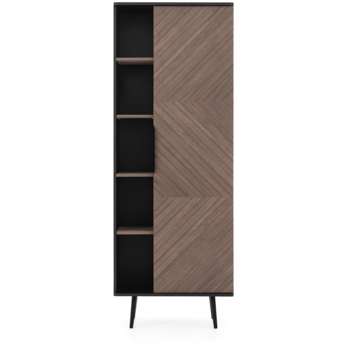 BÜCHERREGAL Parini mit 1 Tür und 8 Einlegeboden, Graphitschwarz/Captains Deck - Eichefarben, Holzwerkstoff/Metall (70/190/41cm) - Beautysofa