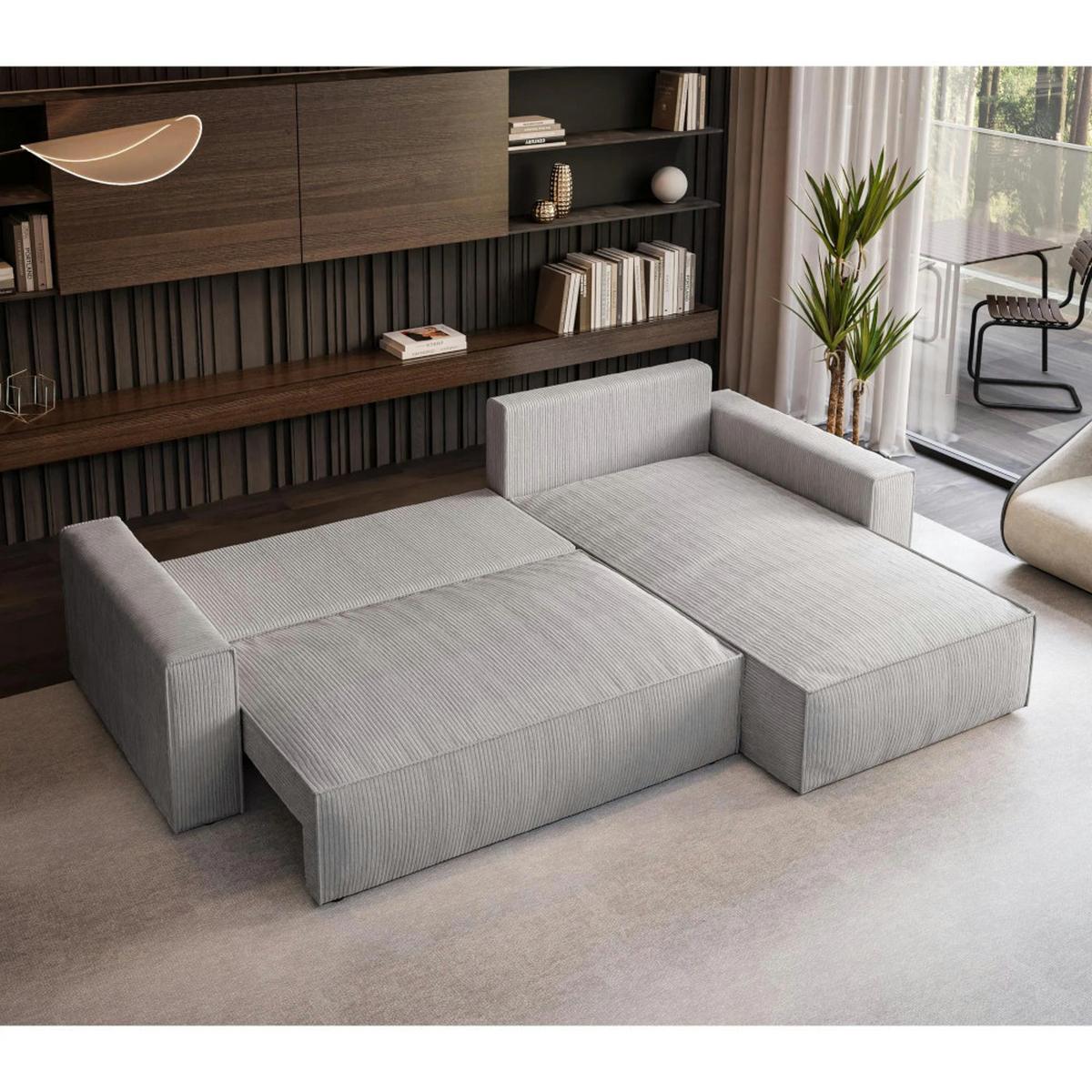 ECKSOFA Parys mit Schlaffunktion und universeller Ottomane, hellgrau - Hellgrau/Schwarz, Kunststoff/Textil (290/185cm) - Beautysofa