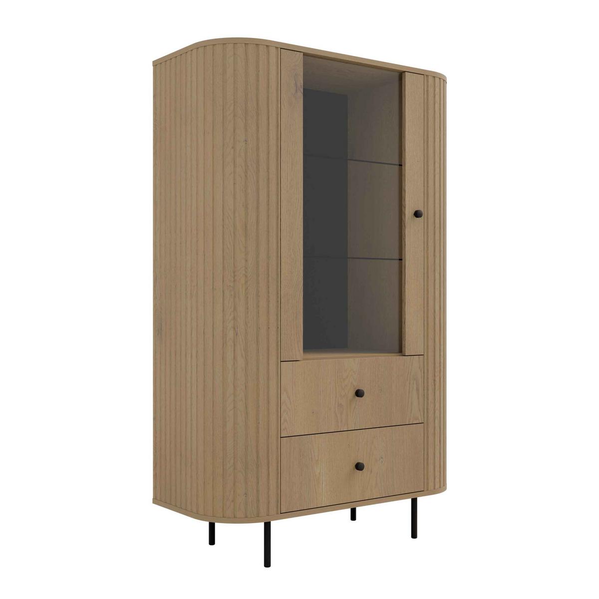 VITRINE BOLLA 155 / 97,4 cm in Eichefarben - Eichefarben, Holzwerkstoff (97.4/155/42.3cm) - MASSENO