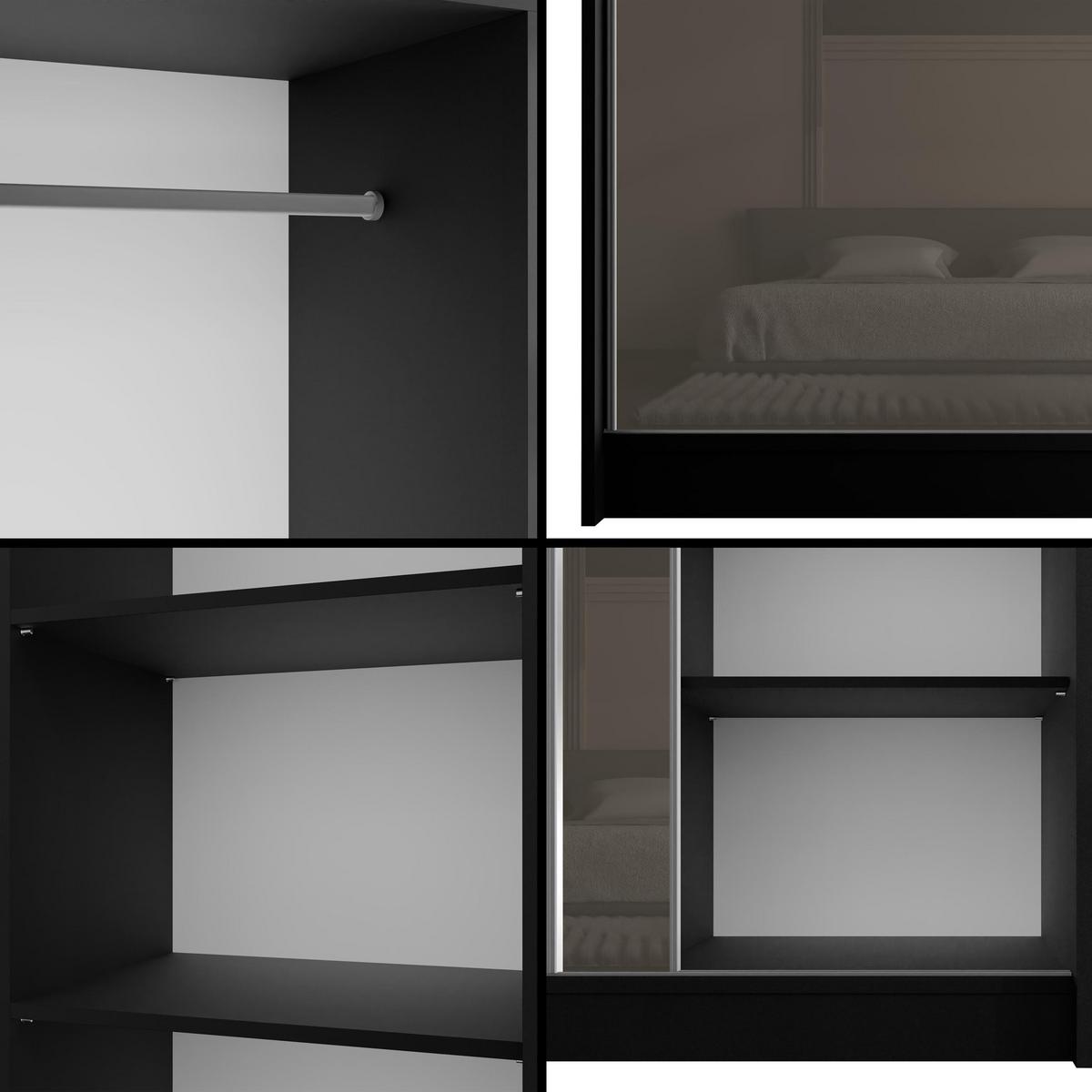 KLEIDERSCHRANK PEKA - 200 cm - Schwarz|Grau - Schwarz/Grau, Holzwerkstoff (200/215/61cm) - ALTDECOR