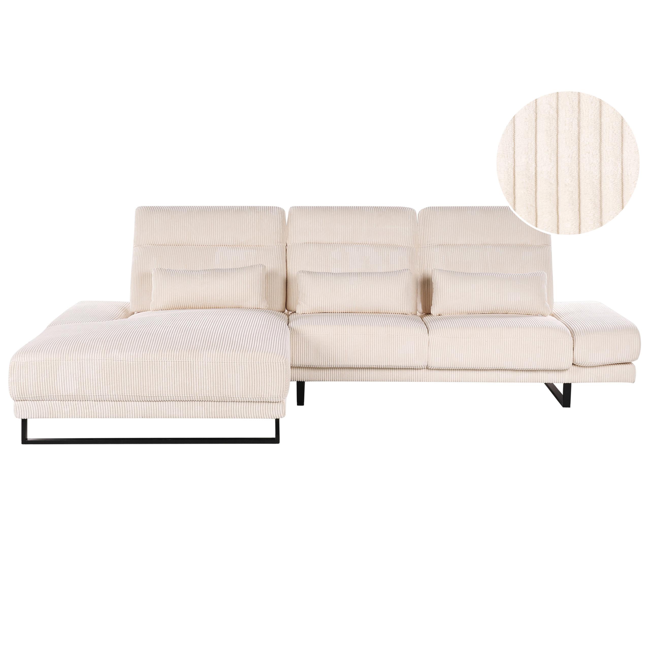 ECKSOFA 4-Sitzer Cord Beige rechtsseitig Ikast - Beige/Schwarz, Textil (320/214cm) - Beliani