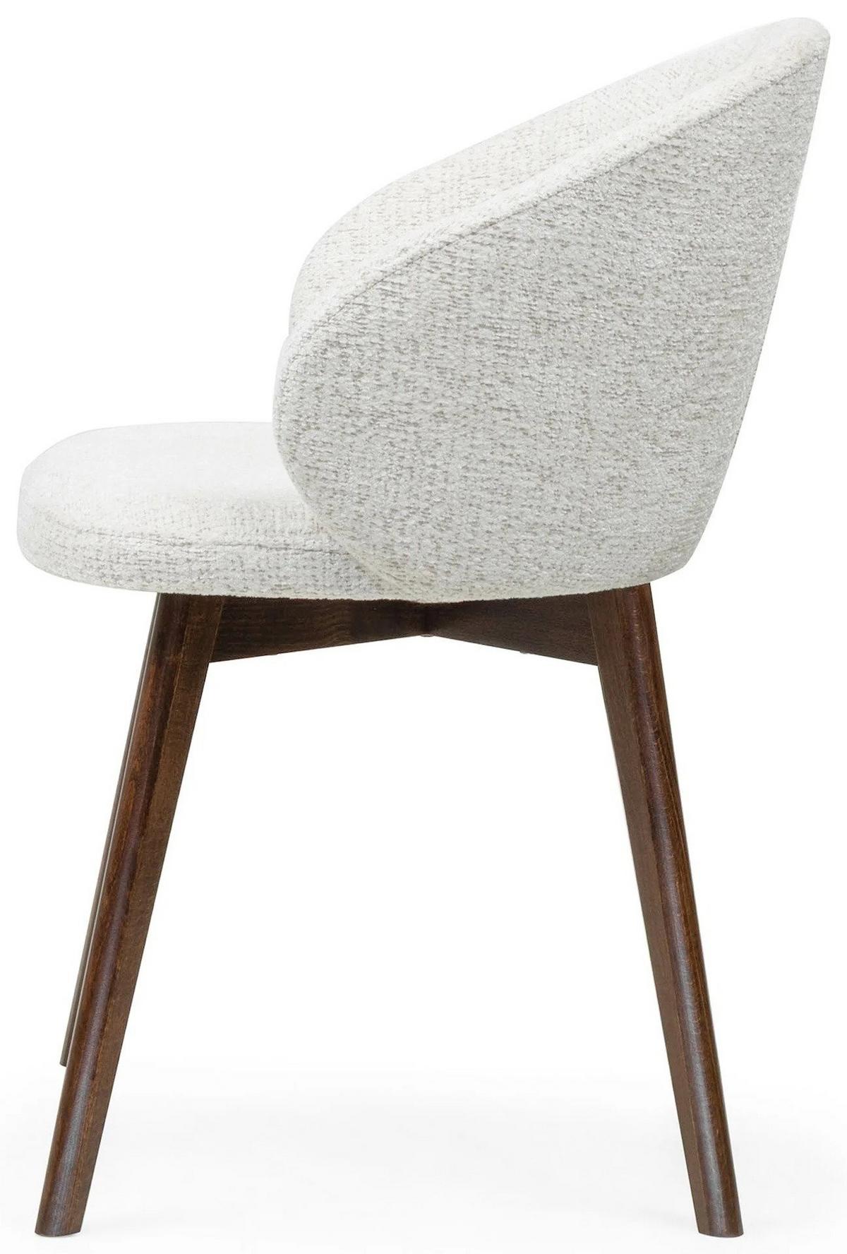 ESSZIMMERSTUHL MELIE 2er Set in Creme Chenille mit Dunkelbraunen Buchenholzbeinen 54/49/82 cm - Dunkelbraun/Creme, Holz/Textil (54/82/49cm) - WFL GROUP