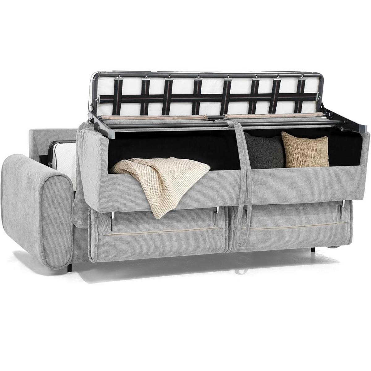 SCHLAFSOFA Pavarti mit italienischem Gestell, 160x195, Hellgrau - Hellgrau/Schwarz, Holzwerkstoff/Textil (214/88/100cm) - Beautysofa