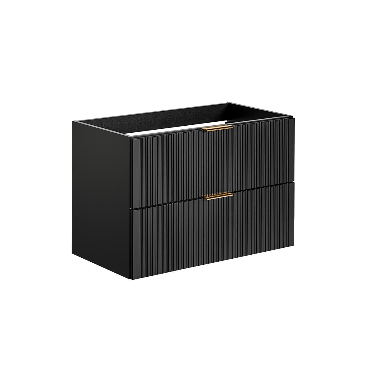 WASCHTISCHUNTERSCHRANK 80.4cm Adriel Mattschwarz - Schwarz, Holzwerkstoff (80.4/57/46cm) - Petits-meubles