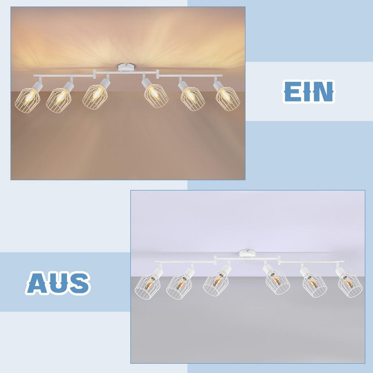 DECKENSTRAHLER Franziska 6-flammig 122/20/10 cm - Weiß, Metall (122/20/10cm) - Nettlife