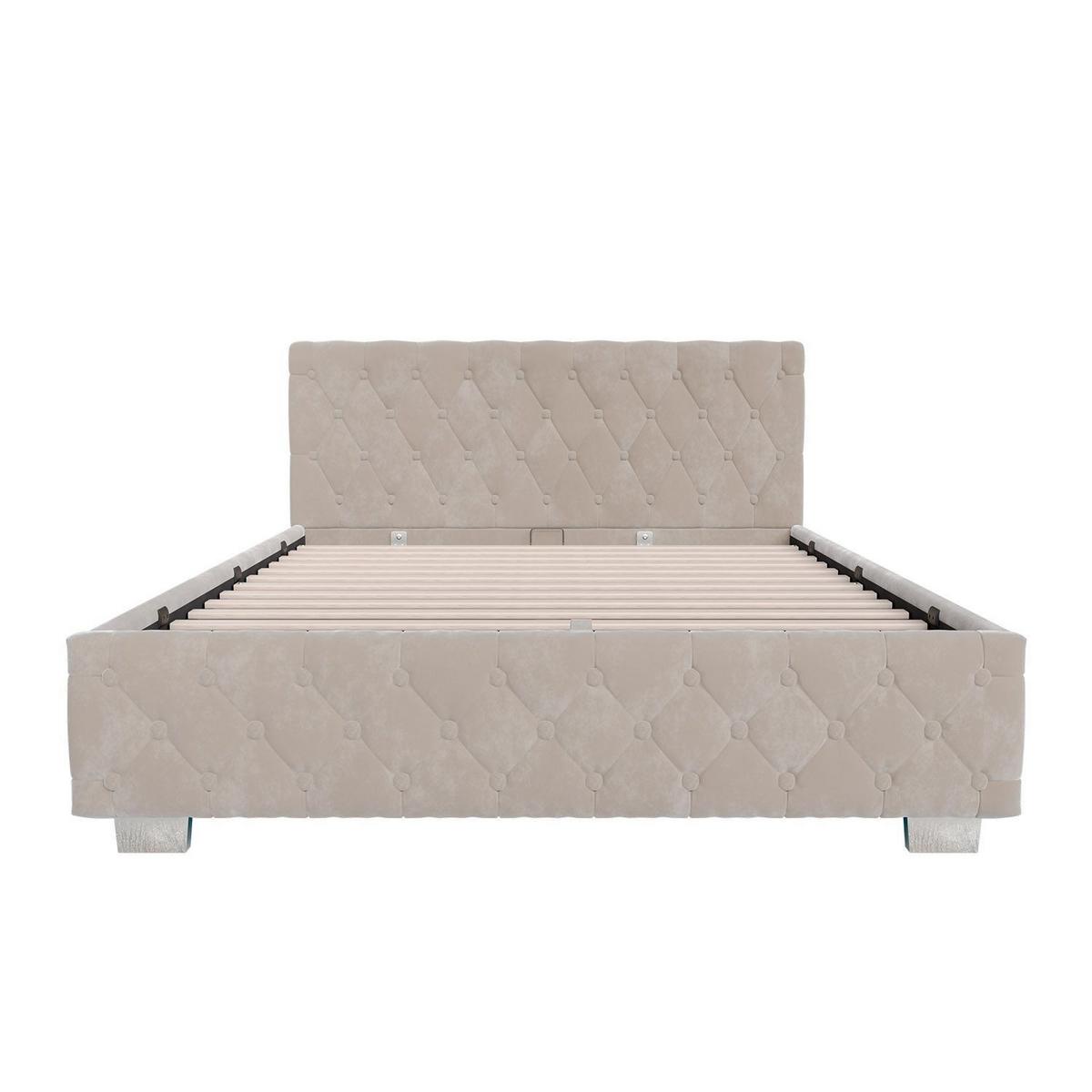 POLSTERBETT Nizza Beige 140x200 cm mit Matratze - Beige, Holz (140/200cm) - Juskys