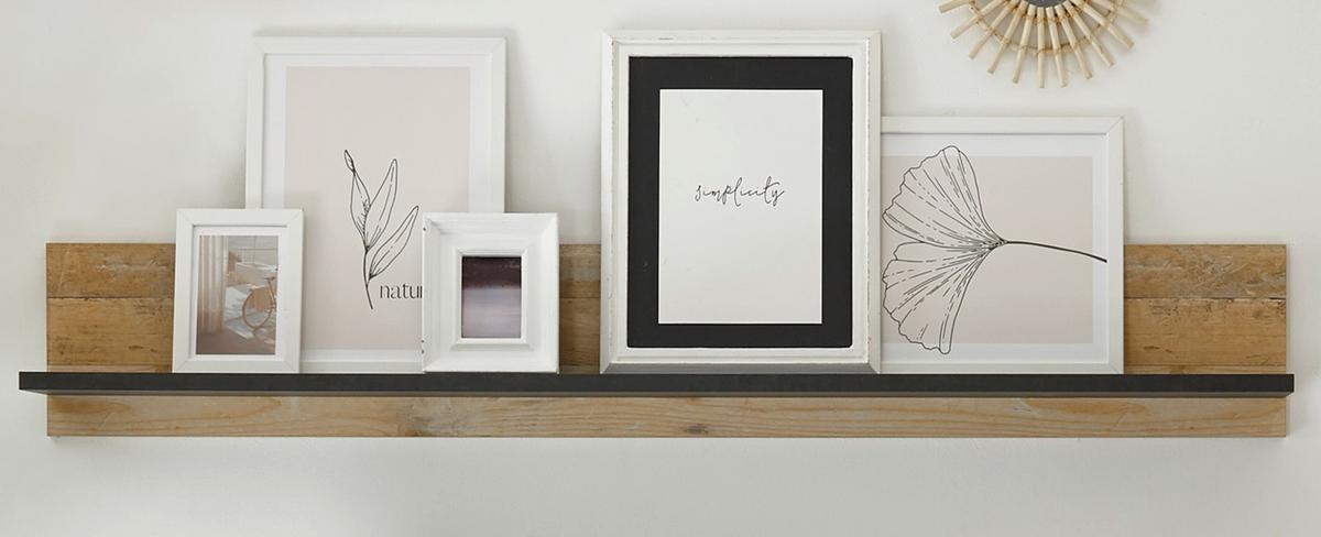 WANDBOARD Used Wood hell, Anthrazit, Wandregal 160 cm - Anthrazit, Holzwerkstoff (160/30/22cm) - Furn.Design