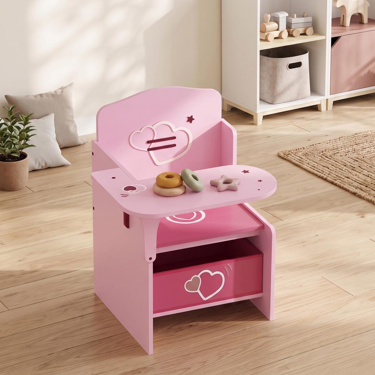 KINDERTISCH-MIT-STUHL MDF Vliesstoff Rosa - Rosa, Holzwerkstoff (51/59/58.5cm) - AIYAPLAY