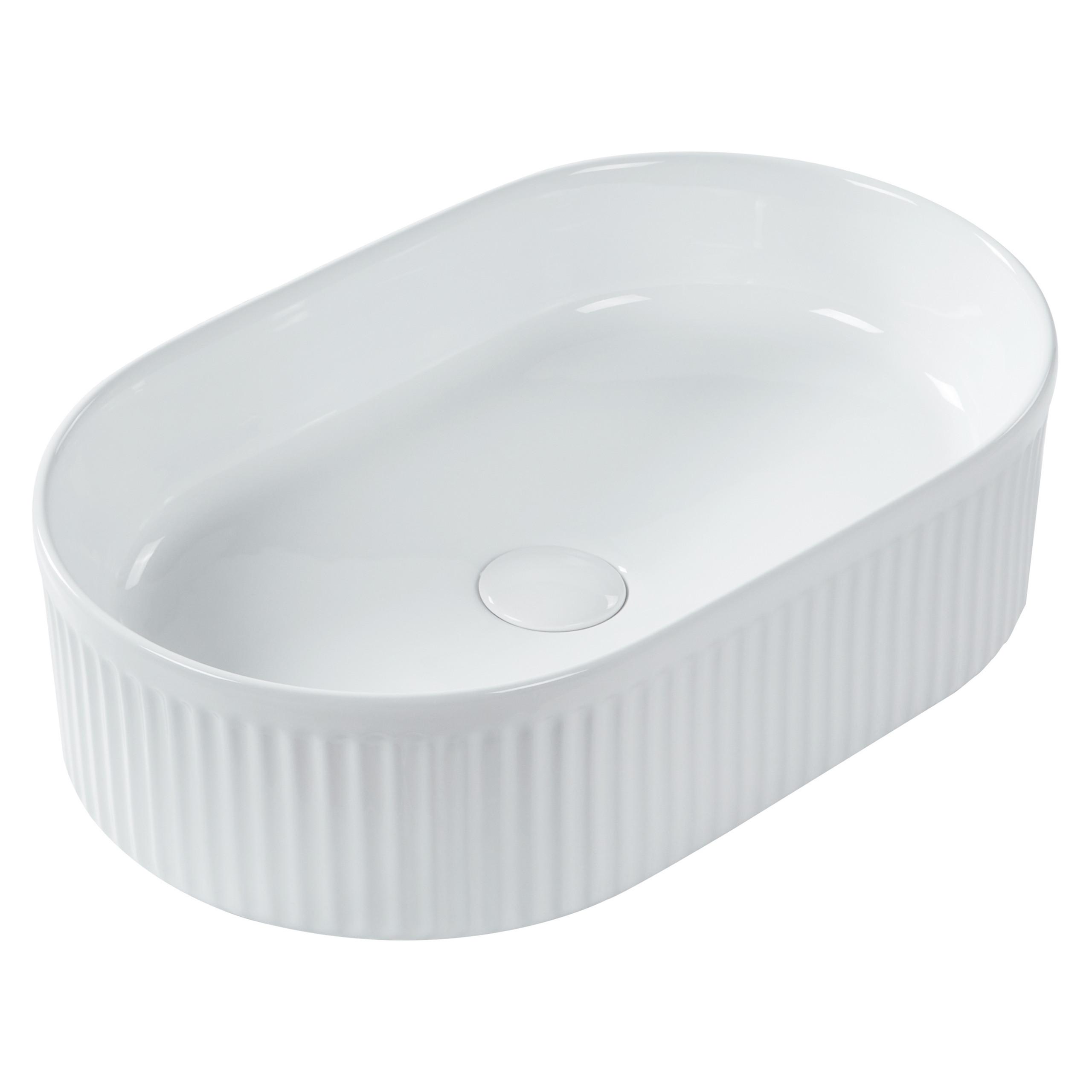 AUFSATZWASCHBECKEN Weiß 49/31 cm Keramik Geldo - Weiß, Keramik (49/13/31cm) - Beliani