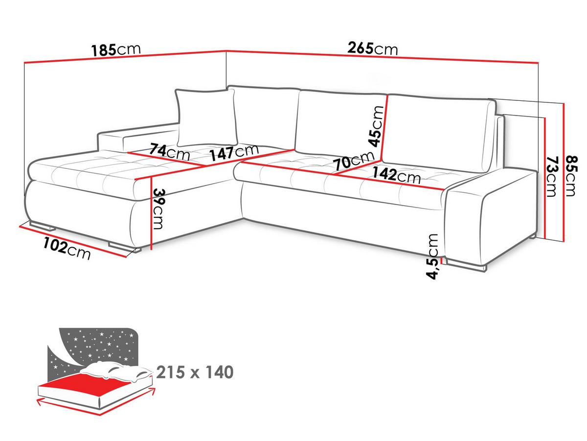 ECKSOFA Orkan Mini - Hellgrau, Holz/Textil (265/185cm) - MIRJAN24