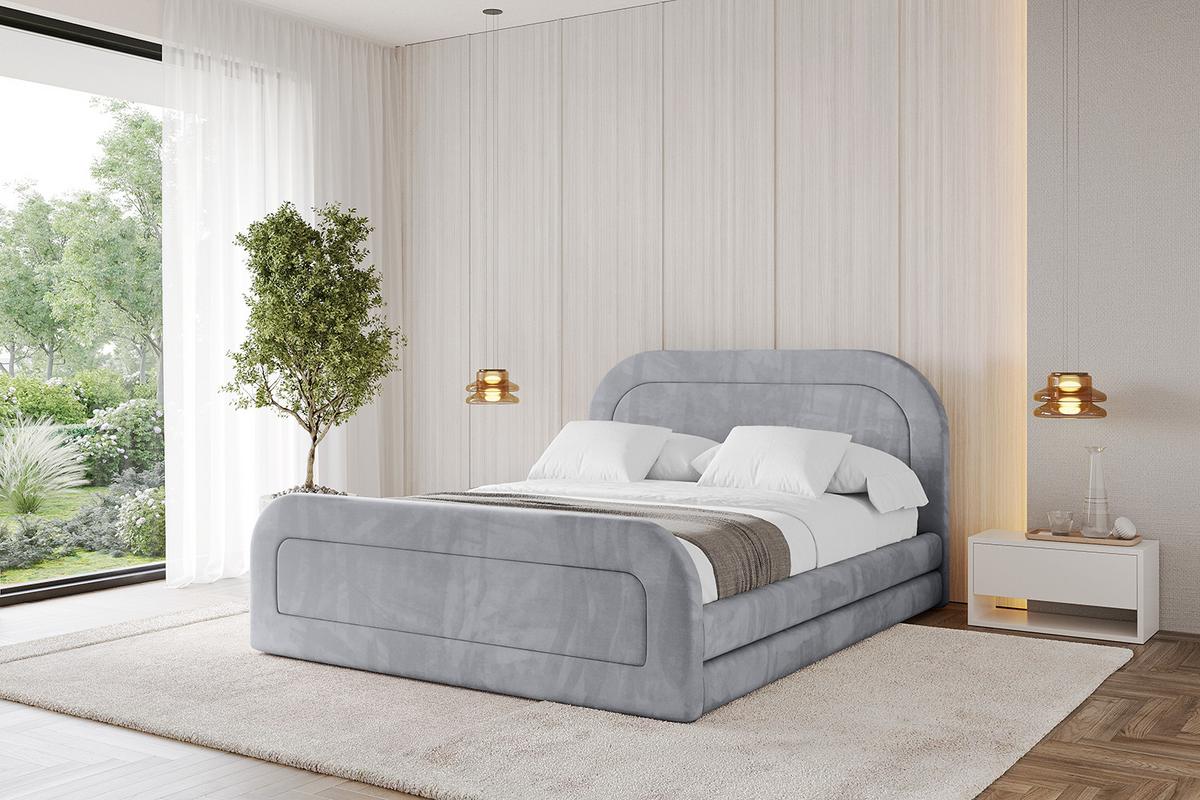 POLSTERBETT mit Bettkasten, Fußteil und Lattenrost, Boxbett ohne Matratze - LERIS-Z 180x200 Hellgrau - Hellgrau, Holzwerkstoff/Textil (180/200cm) - ALTDECOR