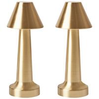 KABELLOSE LED Tischlampe 2er Set mit Dimmer Metall Gold Joanes - Goldfarben, Metall (9/9/24cm) - Beliani